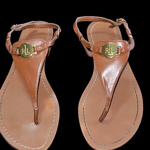 Ralph Lauren Tan Sandals with Gold Accent